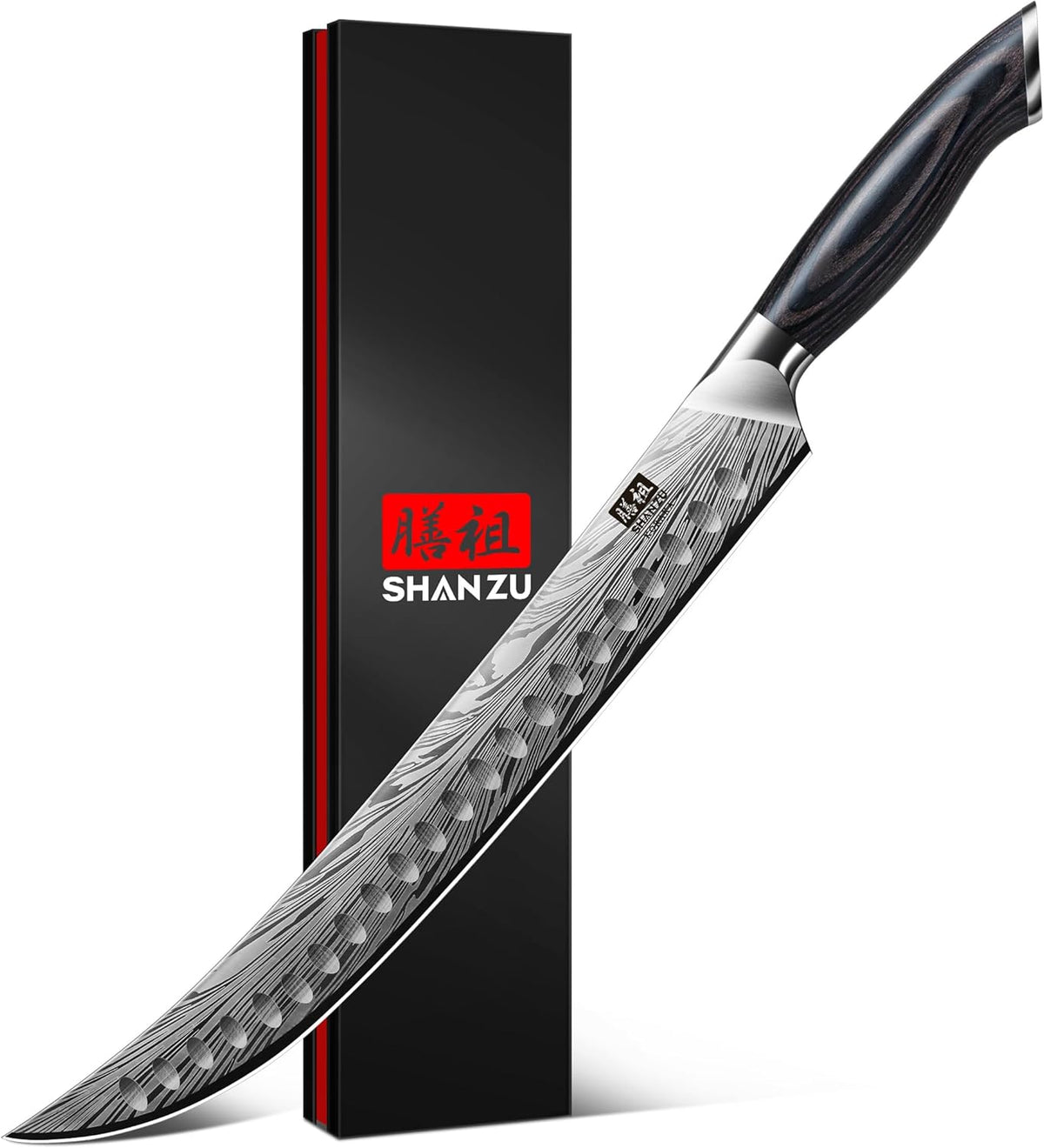 Butcher Knife in High Carbon Powder Steel, 12 Inch Brisket Knife for Meat Cutting, Carving and Slicing Knives with Ergonomic Pakkawood Handle, Ultra Sharp Meat Breaking Knives