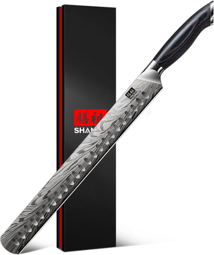 Butcher Knife in High Carbon Powder Steel, 12 Inch Brisket Knife for Meat Cutting, Carving and Slicing Knives with Ergonomic Pakkawood Handle, Ultra Sharp Meat Breaking Knives