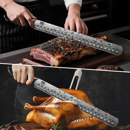Butcher Knife in High Carbon Powder Steel, 12 Inch Brisket Knife for Meat Cutting, Carving and Slicing Knives with Ergonomic Pakkawood Handle, Ultra Sharp Meat Breaking Knives