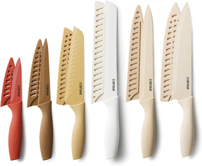 Kitchen Knife Set, 6 Color-Coded Knives and 6 Blade Guards, 12-Piece