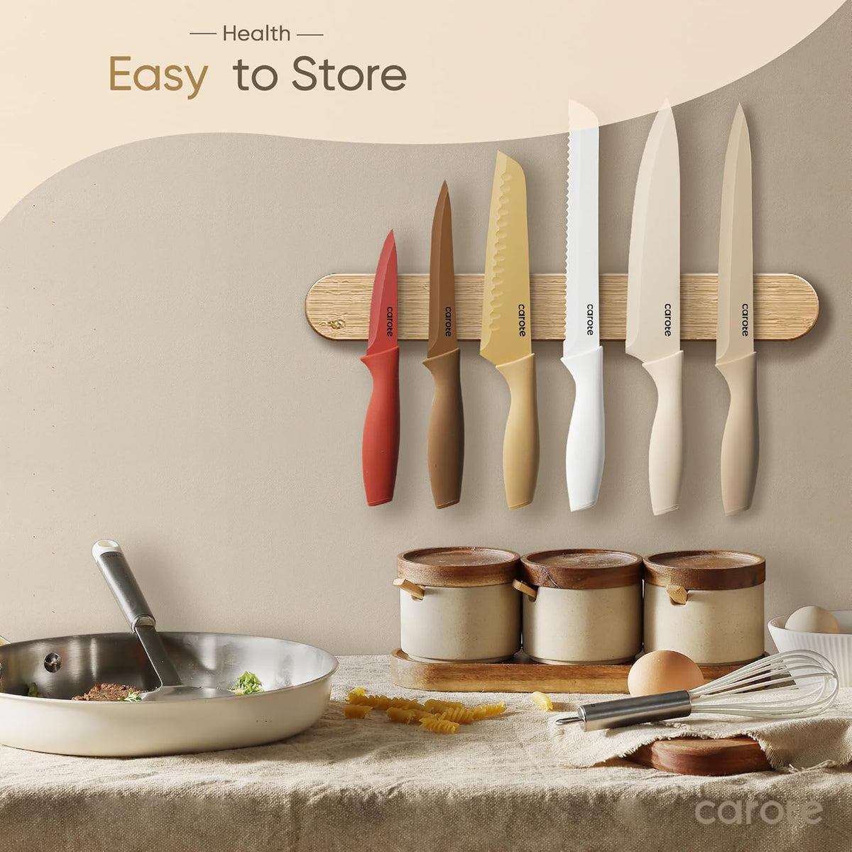 Kitchen Knife Set, 6 Color-Coded Knives and 6 Blade Guards, 12-Piece