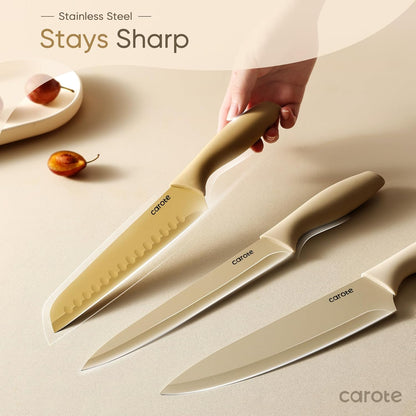 Kitchen Knife Set, 6 Color-Coded Knives and 6 Blade Guards, 12-Piece