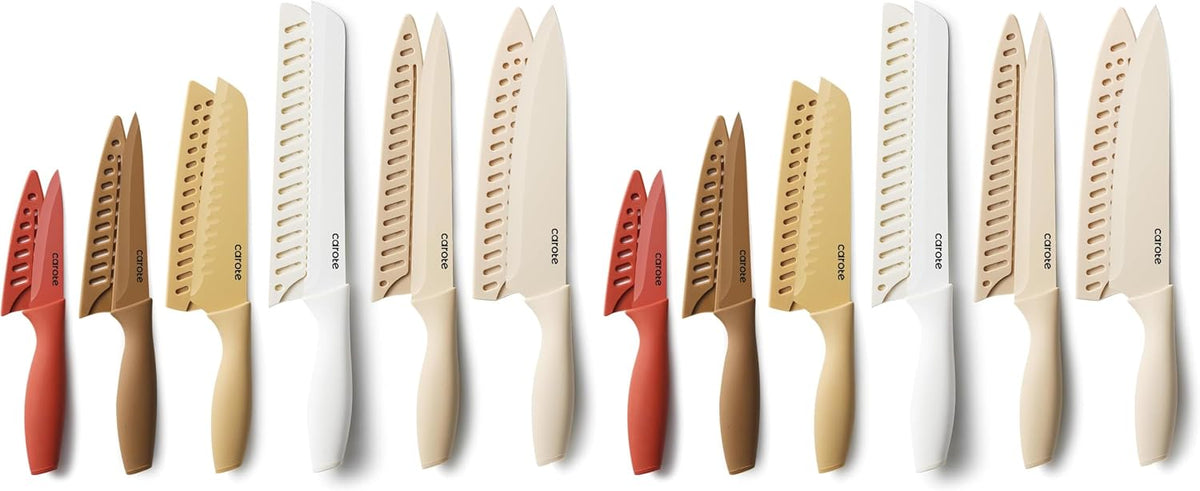 Kitchen Knife Set, 6 Color-Coded Knives and 6 Blade Guards, 12-Piece