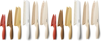 Kitchen Knife Set, 6 Color-Coded Knives and 6 Blade Guards, 12-Piece