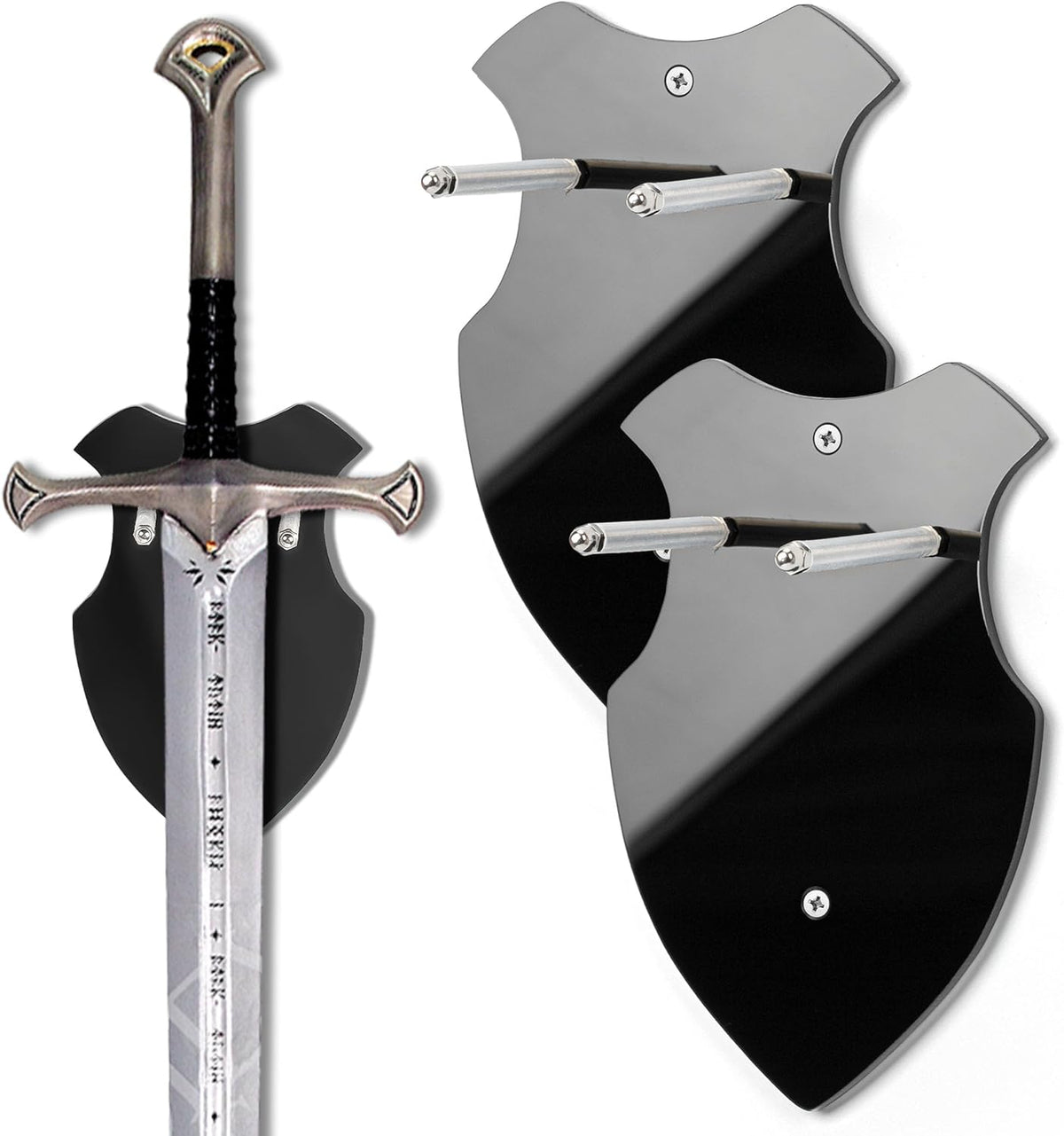 2Pcs Wall Mounted Sword Rack Single Vertical General Display | Acrylic, Black,Suitable for Sabre Axe Anime Stand Vertical Display and Decoration Holder