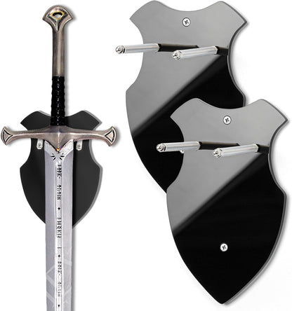 2Pcs Wall Mounted Sword Rack Single Vertical General Display | Acrylic, Black,Suitable for Sabre Axe Anime Stand Vertical Display and Decoration Holder