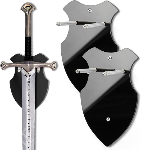 2Pcs Wall Mounted Sword Rack Single Vertical General Display | Acrylic, Black,Suitable for Sabre Axe Anime Stand Vertical Display and Decoration Holder