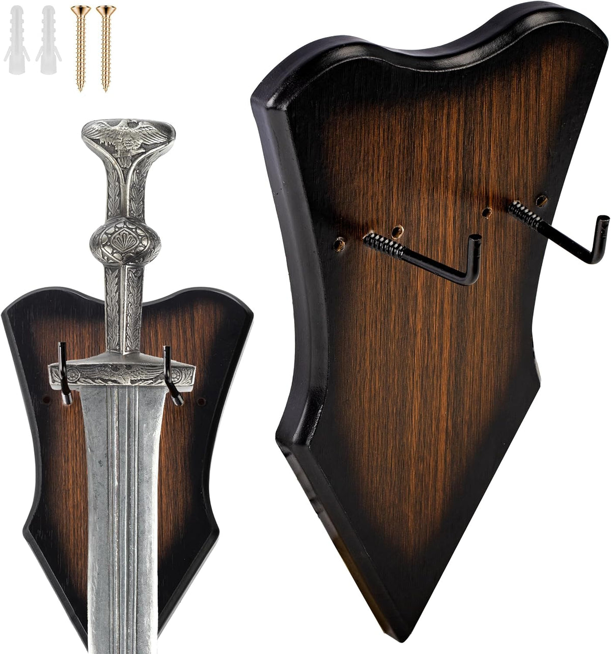 2Pcs Wall Mounted Sword Rack Single Vertical General Display | Acrylic, Black,Suitable for Sabre Axe Anime Stand Vertical Display and Decoration Holder