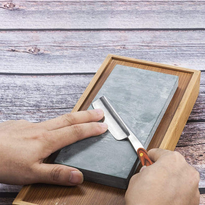 Straight Razor Shave Ready Handmade Sharpened, 420 Steel Straight Razor Blade, 2 Layers Long Leather Canvas Strop, Sharpening Stone,2 Side Grit 3000 Waterstone Knife Sharpener