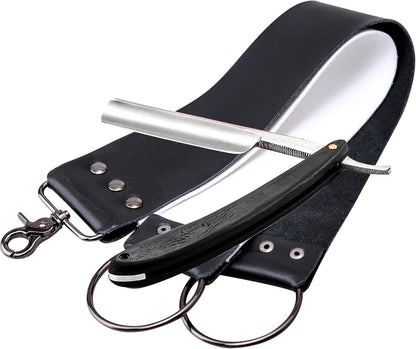 Straight Razor Shave Ready Handmade Sharpened, 420 Steel Straight Razor Blade, 2 Layers Long Leather Canvas Strop, Sharpening Stone,2 Side Grit 3000 Waterstone Knife Sharpener