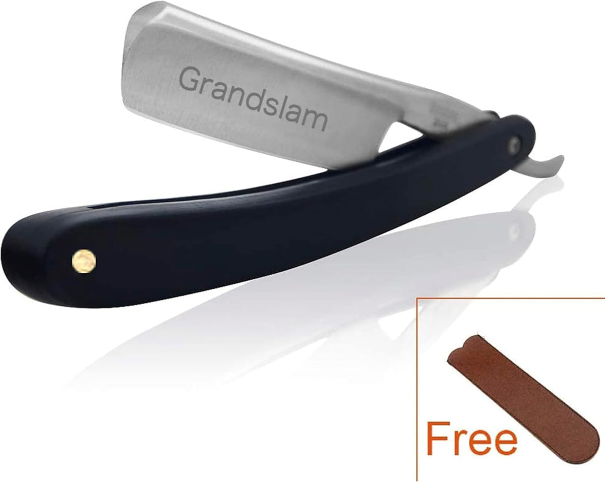 Straight Razor Shave Ready Handmade Sharpened, 420 Steel Straight Razor Blade, 2 Layers Long Leather Canvas Strop, Sharpening Stone,2 Side Grit 3000 Waterstone Knife Sharpener