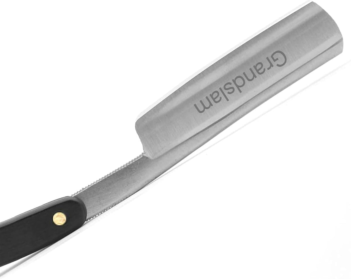 Straight Razor Shave Ready Handmade Sharpened, 420 Steel Straight Razor Blade, 2 Layers Long Leather Canvas Strop, Sharpening Stone,2 Side Grit 3000 Waterstone Knife Sharpener