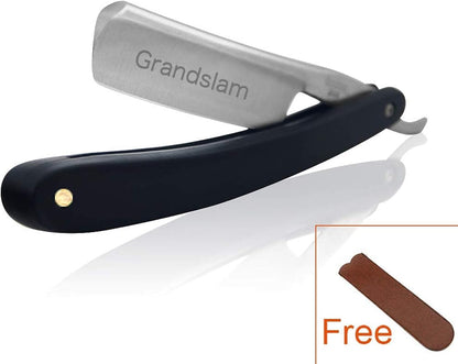 Straight Razor Shave Ready Handmade Sharpened, 420 Steel Straight Razor Blade, 2 Layers Long Leather Canvas Strop, Sharpening Stone,2 Side Grit 3000 Waterstone Knife Sharpener
