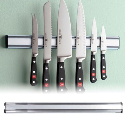 16-Inch Heavy-Duty Aluminum Knife Strip Magnetic Knife Holder Rack for Kitchen Organization, Wall-Mounted, Silver, 16"L x 2"W x 1"H