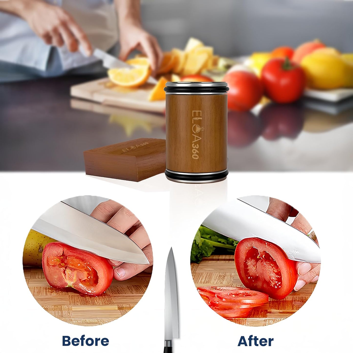 Knife Sharpener, Rolling Knife Sharpener Kit with Diamond and Ceramic Discs with 15° and 20° Magnetic Angle, kitchen knife sharpener, Razor-Sharp knife sharpening Tool (Stainless Steel)