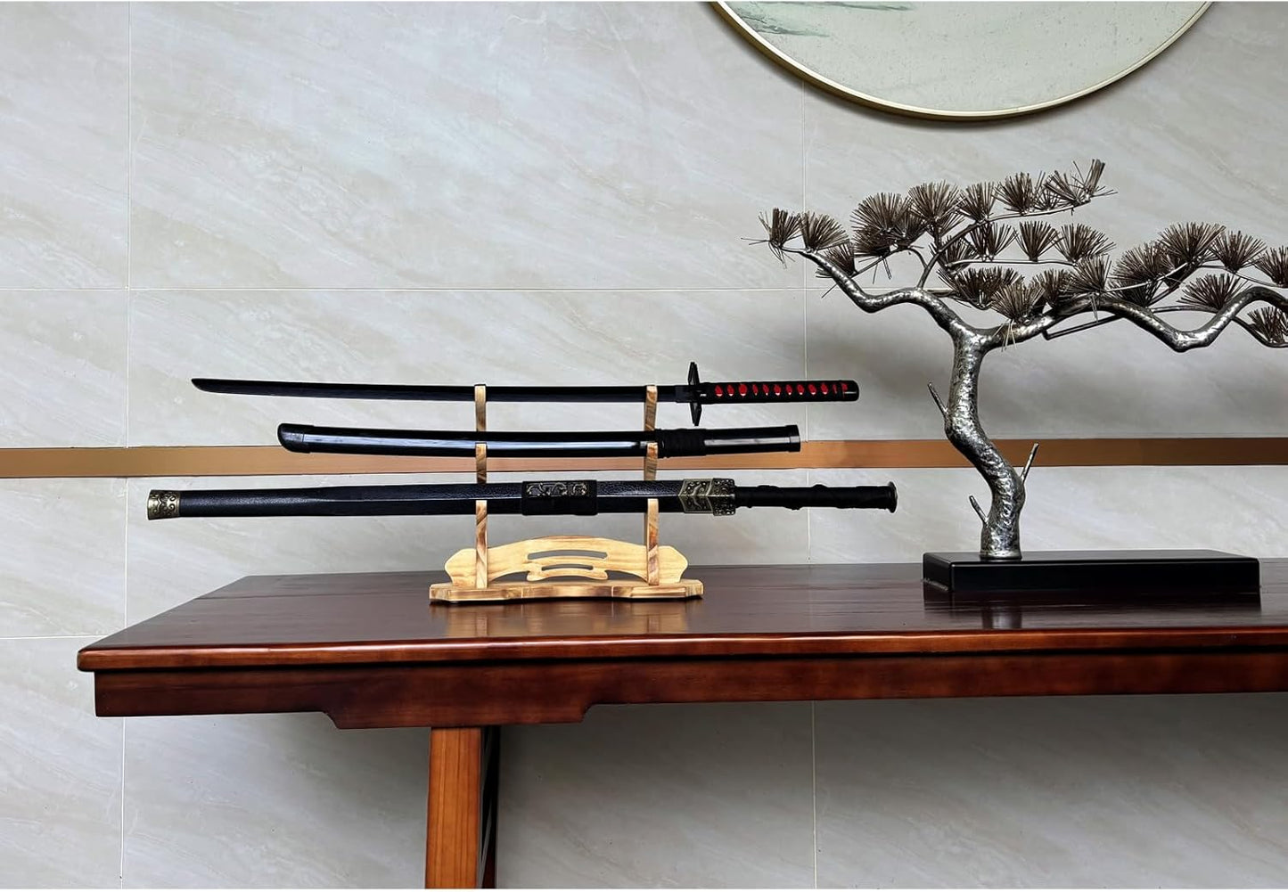 Sword Stand, Sword Holder, Katana Stand, Lightsaber Stand Samurai Sword Stand Rack Display Wall Mounted Hook for Katana Wakizashi Tanto Support All Swords (3 Tiers)