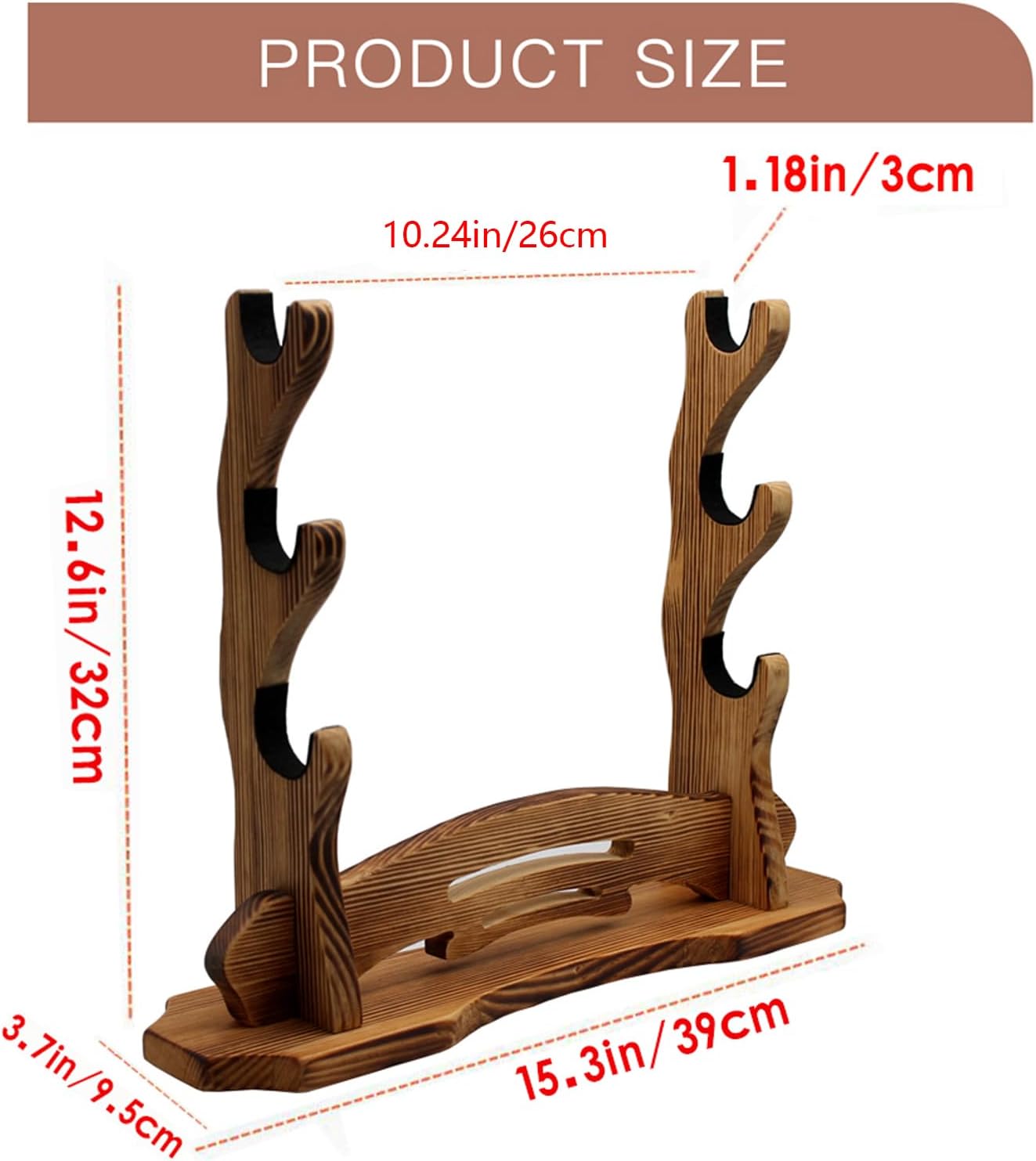 Sword Stand, Sword Holder, Katana Stand, Lightsaber Stand Samurai Sword Stand Rack Display Wall Mounted Hook for Katana Wakizashi Tanto Support All Swords (3 Tiers)
