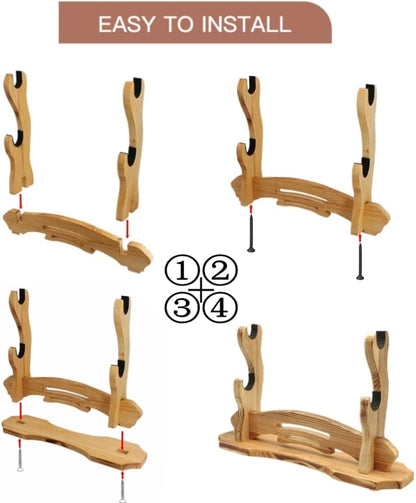 Sword Stand, Sword Holder, Katana Stand, Lightsaber Stand Samurai Sword Stand Rack Display Wall Mounted Hook for Katana Wakizashi Tanto Support All Swords (3 Tiers)