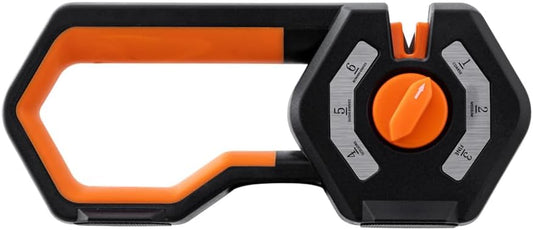 6-Stage Knife Sharpener - Premium Kitchen Knife Sharpeners - Adjustable Handheld Manual Knife Sharpeners for Kitchen Knives, Scissor and Chef Knife.Easy for beginners to use (ORANGE)