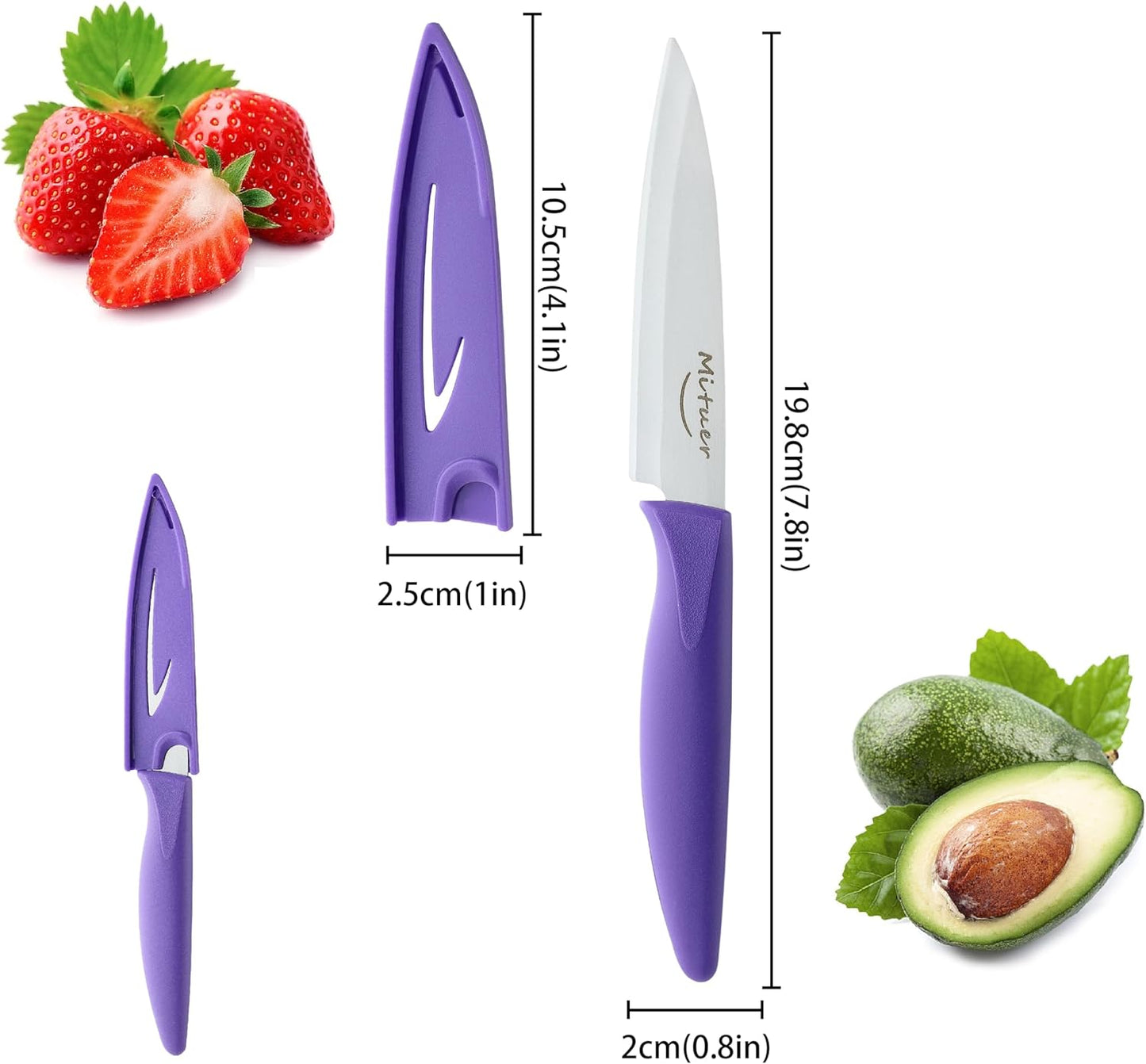 6PCS Paring Knives, Stainless Steel Paring Knife Set with Matched Knife Sheath, 4 Inch Peeling Fruit Vegetable Kitchen Knife, German Steel, PP Plastic Handle