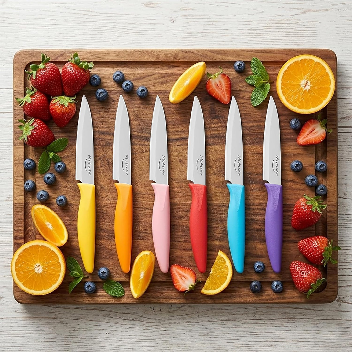 6PCS Paring Knives, Stainless Steel Paring Knife Set with Matched Knife Sheath, 4 Inch Peeling Fruit Vegetable Kitchen Knife, German Steel, PP Plastic Handle