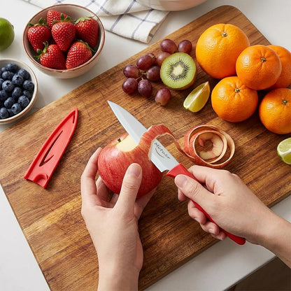 6PCS Paring Knives, Stainless Steel Paring Knife Set with Matched Knife Sheath, 4 Inch Peeling Fruit Vegetable Kitchen Knife, German Steel, PP Plastic Handle