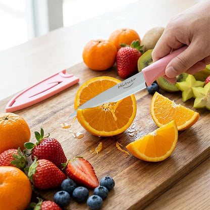 6PCS Paring Knives, Stainless Steel Paring Knife Set with Matched Knife Sheath, 4 Inch Peeling Fruit Vegetable Kitchen Knife, German Steel, PP Plastic Handle
