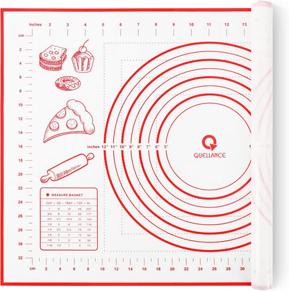 Silicone Baking Pastry Mat Large Dough Kneading Sheet for Rolling, 16×24 in | Non-Stick Non-Slip Reusable Kitchen Pad with Measurement Household Baking Essential for Pie Bread Pizza Cookie Fondant Making