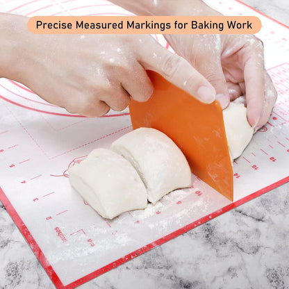 Silicone Baking Pastry Mat Large Dough Kneading Sheet for Rolling, 16×24 in | Non-Stick Non-Slip Reusable Kitchen Pad with Measurement Household Baking Essential for Pie Bread Pizza Cookie Fondant Making