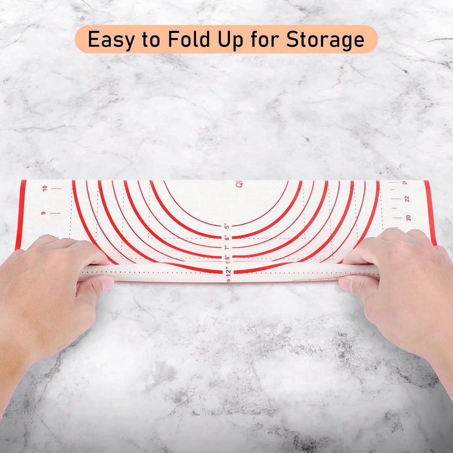 Silicone Baking Pastry Mat Large Dough Kneading Sheet for Rolling, 16×24 in | Non-Stick Non-Slip Reusable Kitchen Pad with Measurement Household Baking Essential for Pie Bread Pizza Cookie Fondant Making