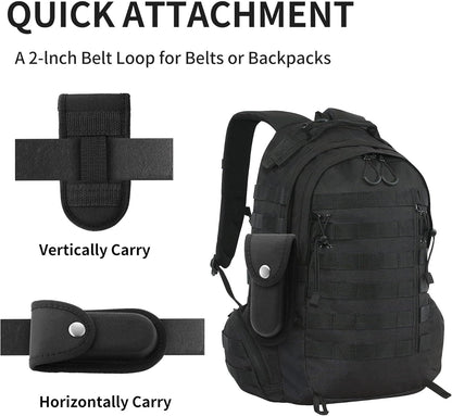 Nylon Pocket Knife Sheath, 5''-5.5'' Multitool Pouch, Folding Knife Belt Sheath with Snap Closure and Horizontal or Vertical Carry Belt Loop, Multitool Case for Outdoor or Daily Use, Larger Size