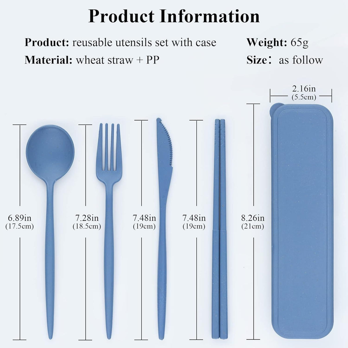 Reusable Utensils Set with Case, 6 Sets Travel Utensils with Case, Wheat Straw Portable Cutlery Set Chopsticks Knives Fork and Spoon for Lunch Box Accessories