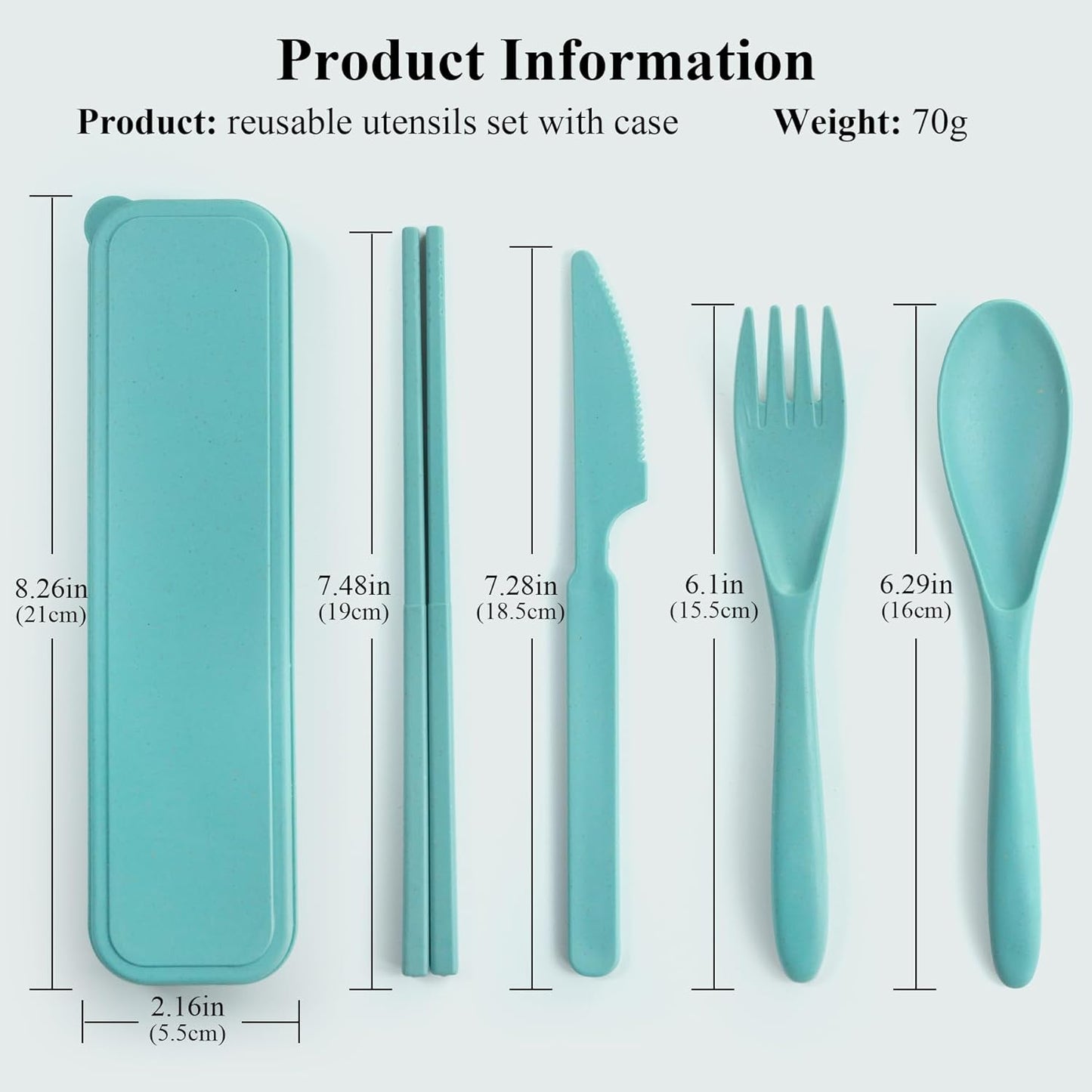 Reusable Utensils Set with Case, 6 Sets Travel Utensils with Case, Wheat Straw Portable Cutlery Set Chopsticks Knives Fork and Spoon for Lunch Box Accessories