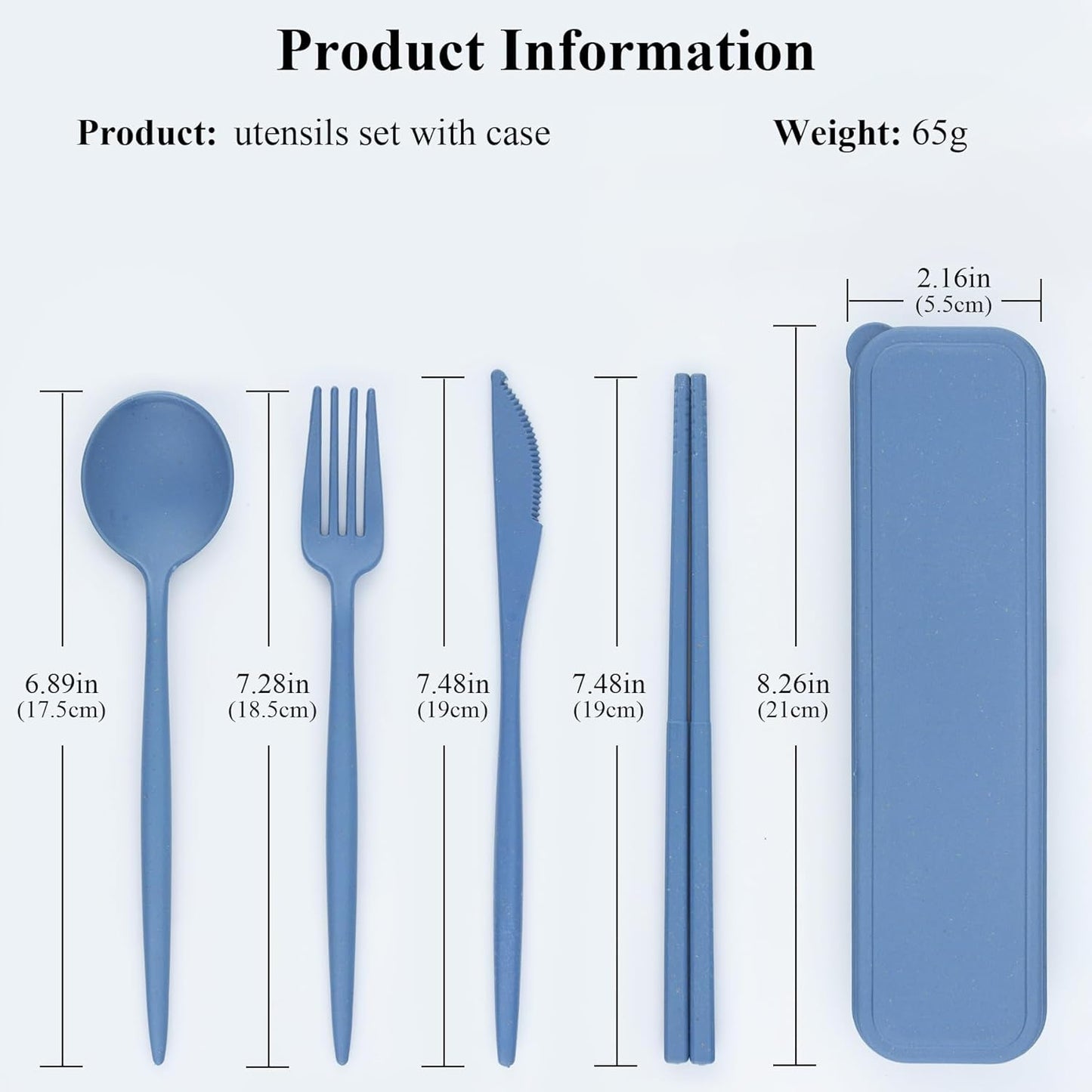 Reusable Utensils Set with Case, 6 Sets Travel Utensils with Case, Wheat Straw Portable Cutlery Set Chopsticks Knives Fork and Spoon for Lunch Box Accessories