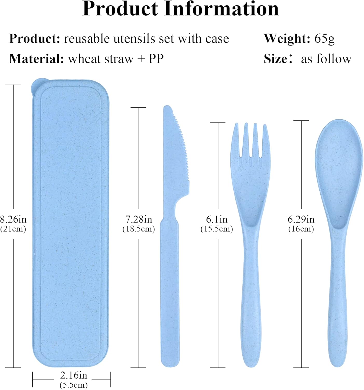 Reusable Utensils Set with Case, 6 Sets Travel Utensils with Case, Wheat Straw Portable Cutlery Set Chopsticks Knives Fork and Spoon for Lunch Box Accessories