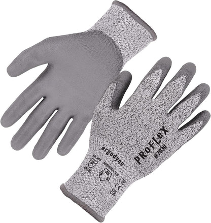 ProFlex 7030 Cut Resistant Work Gloves, ANSI A3, PU Coated Palms for Flexible No Slip Grip, Abrasion Resistant, 13g, Gray, Medium