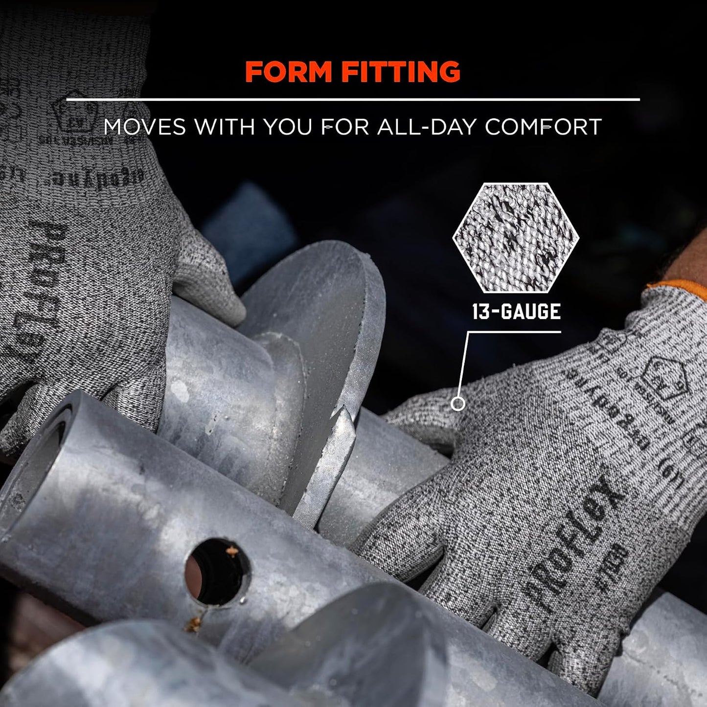 ProFlex 7030 Cut Resistant Work Gloves, ANSI A3, PU Coated Palms for Flexible No Slip Grip, Abrasion Resistant, 13g, Gray, Medium