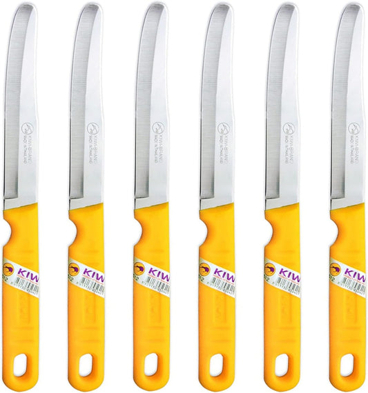 SET 512 6 piece Fruit Knives,Silver and Yellow