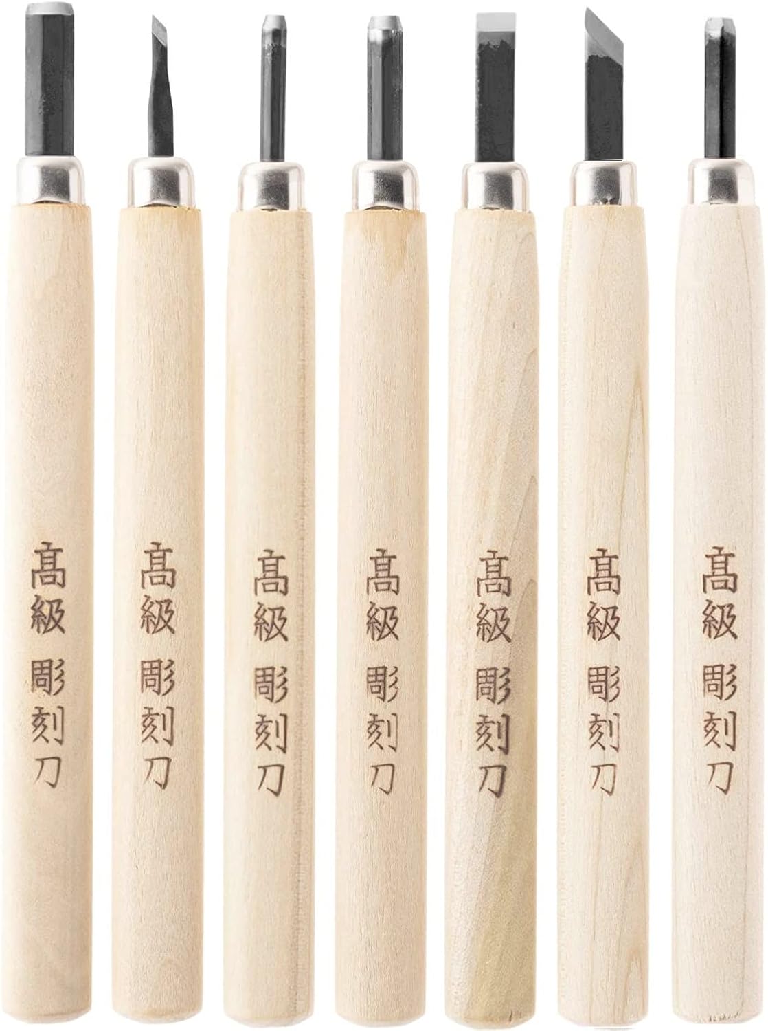 Japanese Wood Carving Tools Set for Beginners (7 Pcs) Made in JAPAN, Wood Carving Knife for Woodblock Printing, Woodcut Printmaking, Linoleum Carving, Linocut