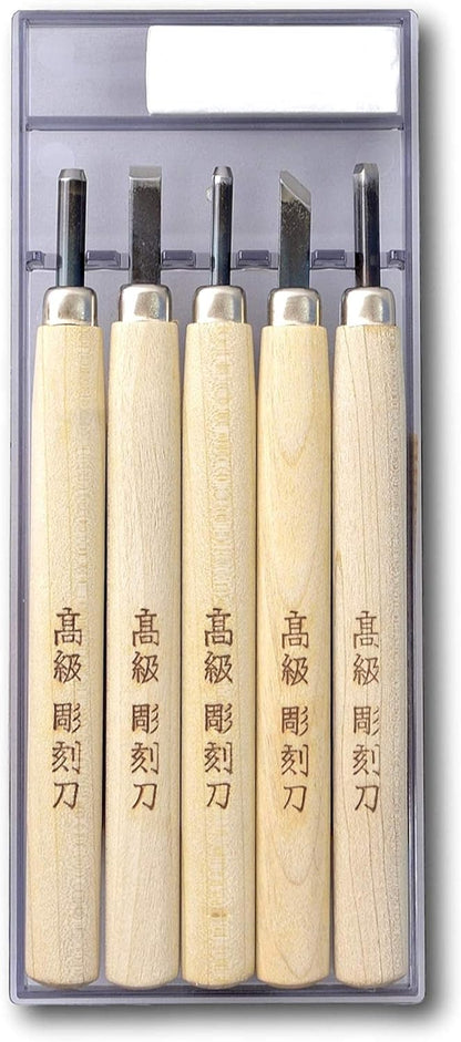 Japanese Wood Carving Tools Set for Beginners (7 Pcs) Made in JAPAN, Wood Carving Knife for Woodblock Printing, Woodcut Printmaking, Linoleum Carving, Linocut