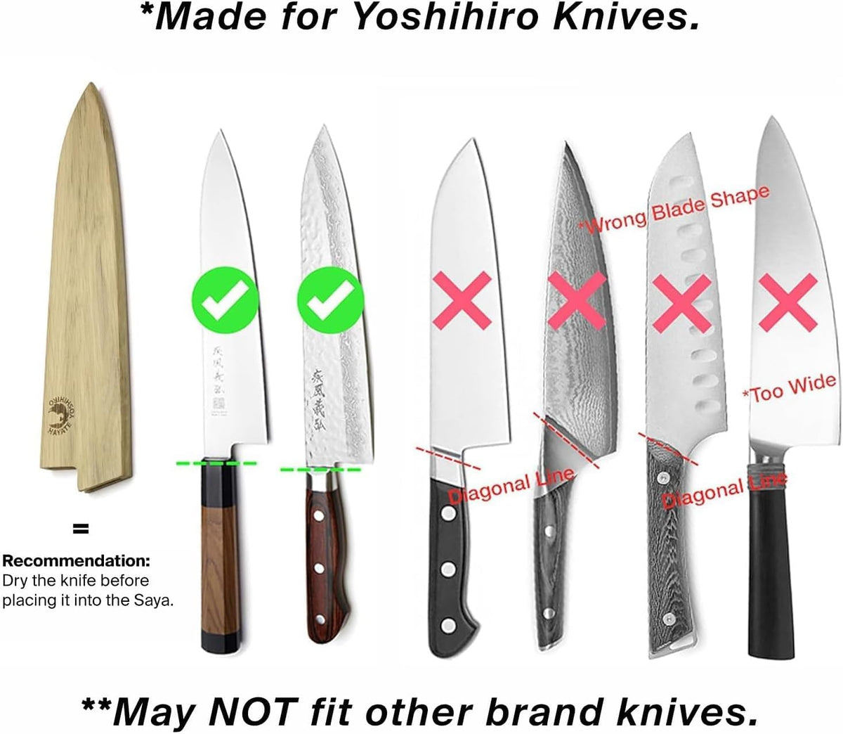 Yoshihiro Magnetic Oak Wood Saya Cover Blade Protector for Sujihiki Slicer (240mm)