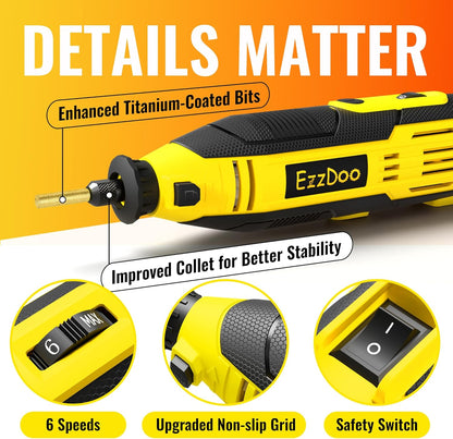 Electric Chainsaw Sharpener Kit with 6 Titanium-Coated Diamond Bits - Handheld Chain Saw Sharpener Tool for All Chains - No Removal Required, Easy and Fast Chainsaw Sharpening Kit