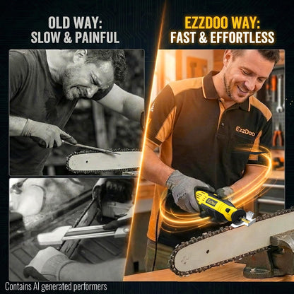 Electric Chainsaw Sharpener Kit with 6 Titanium-Coated Diamond Bits - Handheld Chain Saw Sharpener Tool for All Chains - No Removal Required, Easy and Fast Chainsaw Sharpening Kit