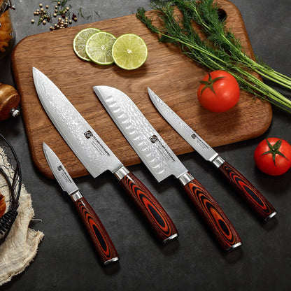 3.5-Inch Damascus Paring Kitchen Knife, VG10 Steel Core, Pakkawood Handle | 12-degree Edge for Peeling, Coring, Garnishing and Fine Fruit or Vegetable Prep; 67-layer Cladding and Gift Box Included