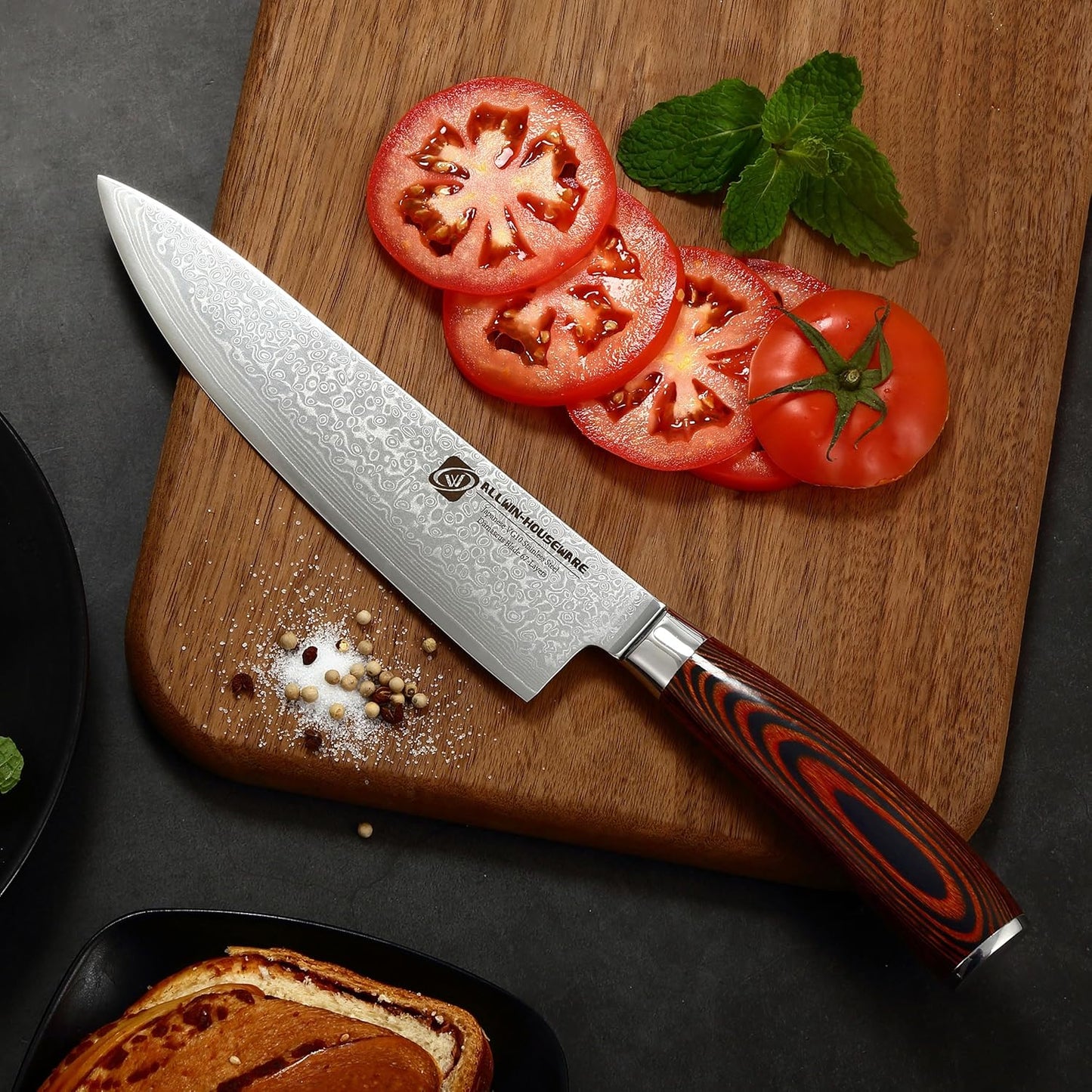 3.5-Inch Damascus Paring Kitchen Knife, VG10 Steel Core, Pakkawood Handle | 12-degree Edge for Peeling, Coring, Garnishing and Fine Fruit or Vegetable Prep; 67-layer Cladding and Gift Box Included