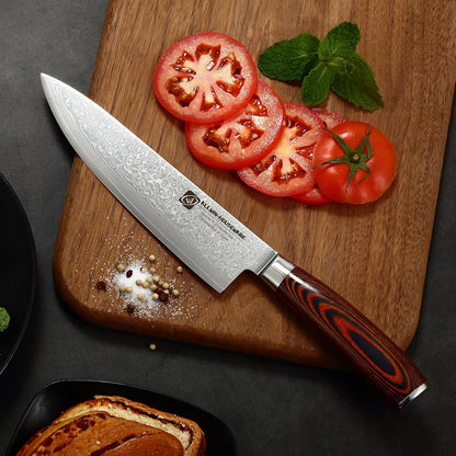 3.5-Inch Damascus Paring Kitchen Knife, VG10 Steel Core, Pakkawood Handle | 12-degree Edge for Peeling, Coring, Garnishing and Fine Fruit or Vegetable Prep; 67-layer Cladding and Gift Box Included
