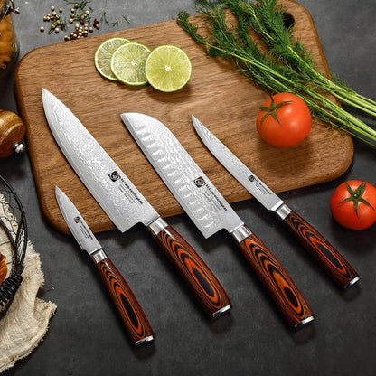 3.5-Inch Damascus Paring Kitchen Knife, VG10 Steel Core, Pakkawood Handle | 12-degree Edge for Peeling, Coring, Garnishing and Fine Fruit or Vegetable Prep; 67-layer Cladding and Gift Box Included