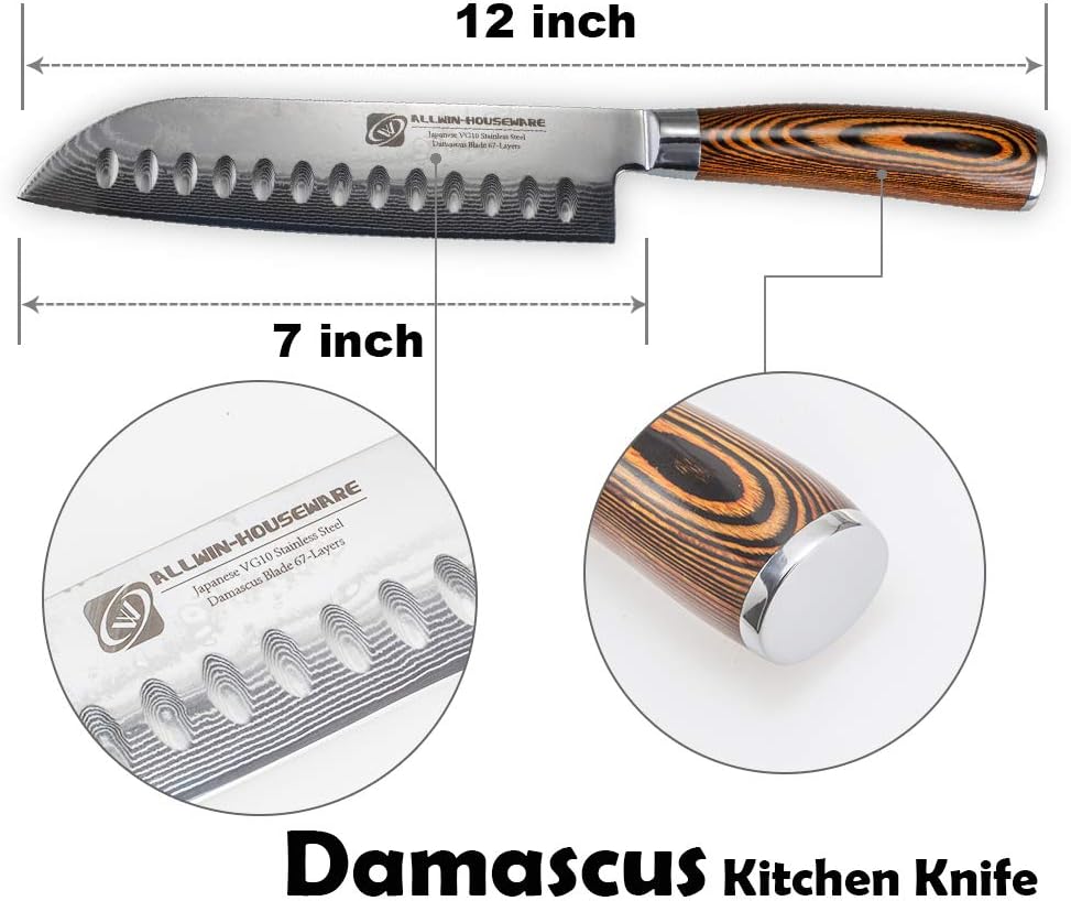 3.5-Inch Damascus Paring Kitchen Knife, VG10 Steel Core, Pakkawood Handle | 12-degree Edge for Peeling, Coring, Garnishing and Fine Fruit or Vegetable Prep; 67-layer Cladding and Gift Box Included