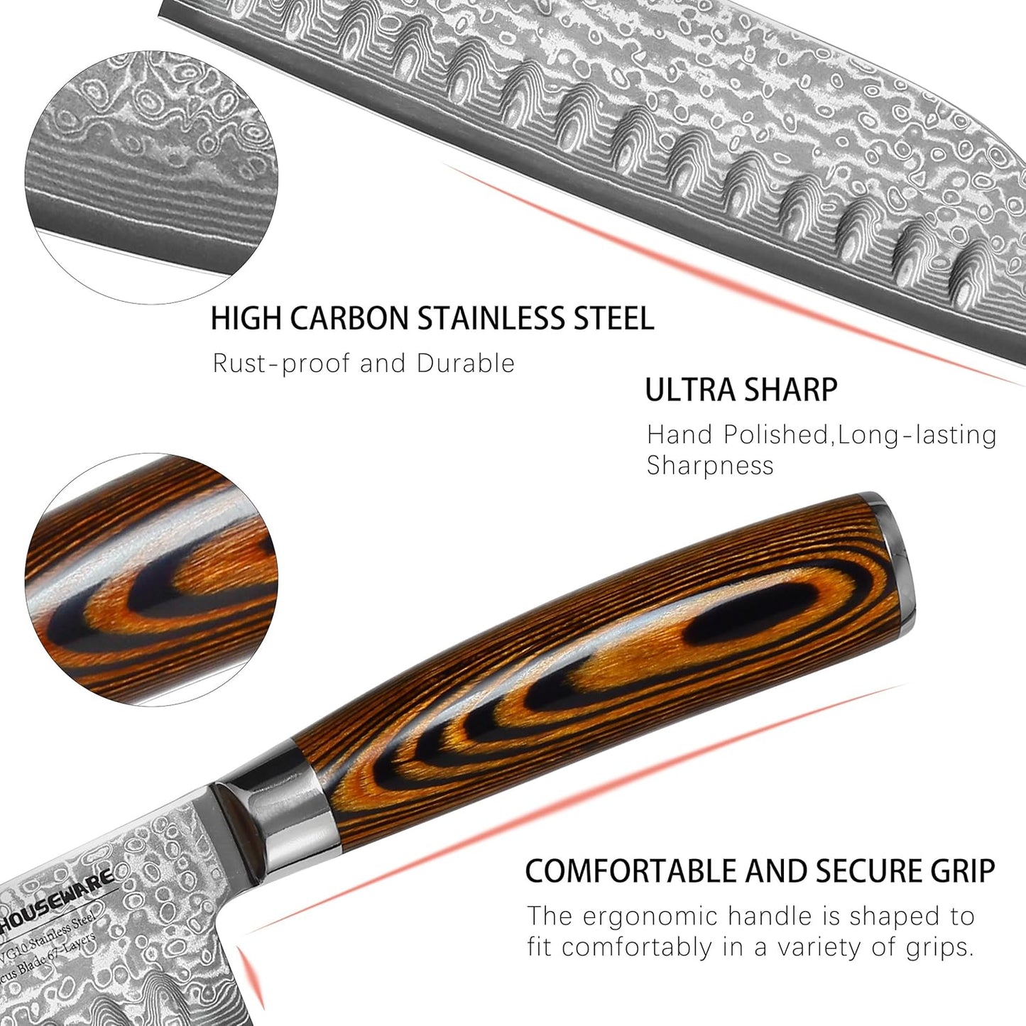 3.5-Inch Damascus Paring Kitchen Knife, VG10 Steel Core, Pakkawood Handle | 12-degree Edge for Peeling, Coring, Garnishing and Fine Fruit or Vegetable Prep; 67-layer Cladding and Gift Box Included