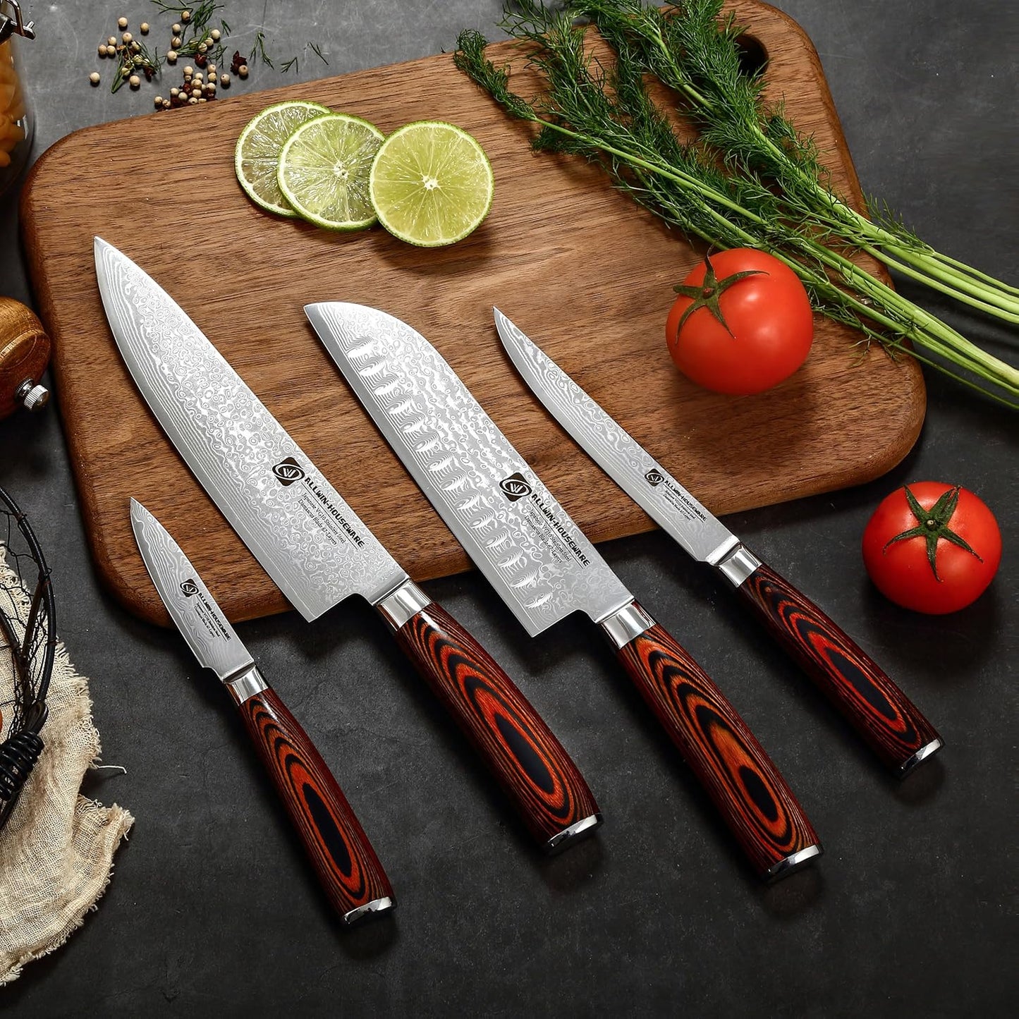 3.5-Inch Damascus Paring Kitchen Knife, VG10 Steel Core, Pakkawood Handle | 12-degree Edge for Peeling, Coring, Garnishing and Fine Fruit or Vegetable Prep; 67-layer Cladding and Gift Box Included